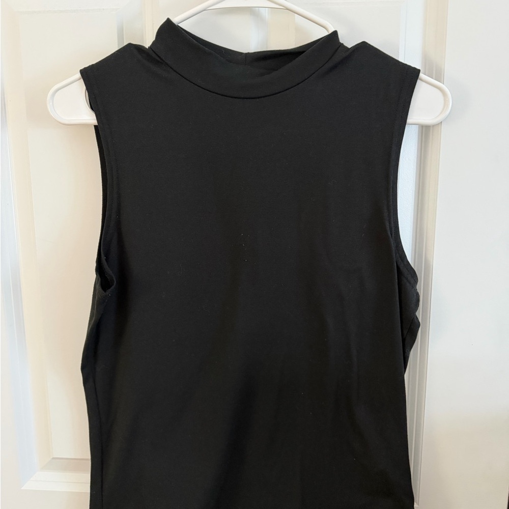 Black High Neck Sleeveless Tank Top | Size Large